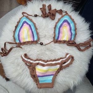 New crochet bikini bathing suit multicolor